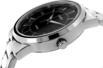 Ore dore Casio Classic LTP1303D 1A, kuarc, rrip metalik, e argjendtë me fytyrë të zezë