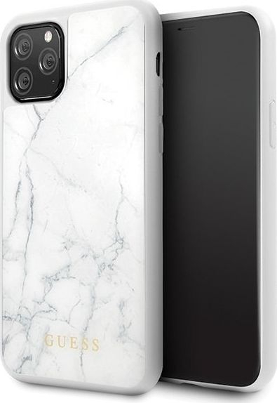 Kapak telefoni Guess GUHCN58HYMAWH, për iPhone 11 Pro, efekt mermeri, i bardhë
