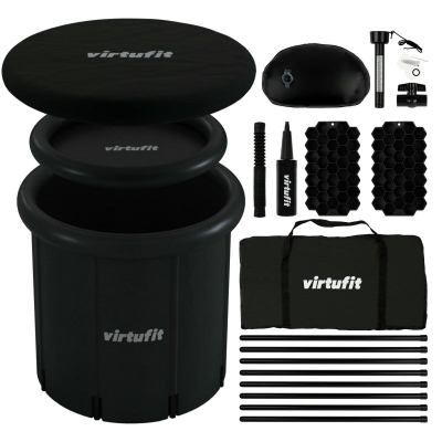 Vaskë akulli VirtuFit Ice Bath XXL, 375L, me aksesorë, antracit