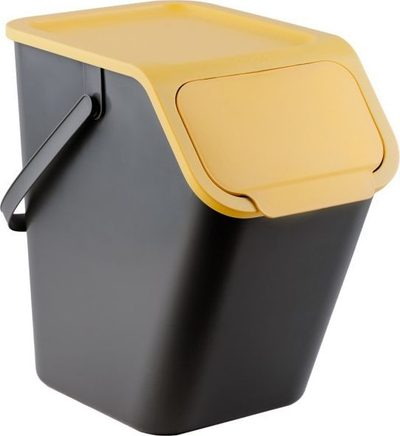 Kosh plehrash kuzhine BINI 25L, modular, kapak i verdhë, trup gri