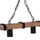 Llambë e varur tavani 2-drita, plank dru + zinxhir, 40×10×45 cm (HM7698.01)