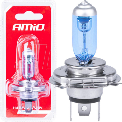 Llambë auto H4 Amio Super White, 12V 60/55W, halogjene, e bardhë