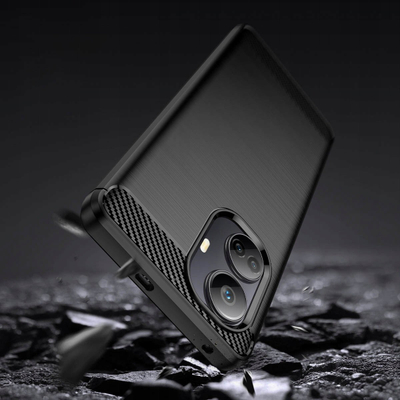 Këllëf telefoni Armor për Realme 10 Pro Plus, TPU i fortë, me teksturë karboni, i zi