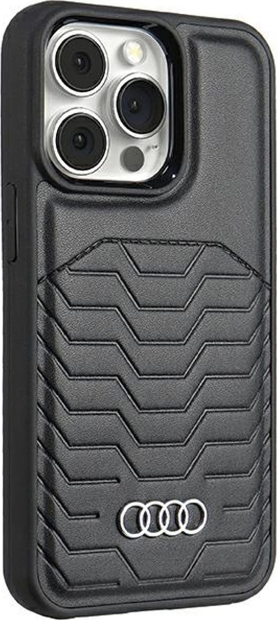 Mbulese telefon Audi Synthetic Leather Hard Case, MagSafe, për iPhone 15 Pro, e zezë