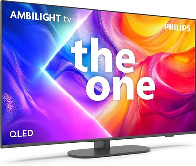 Set televizor dhe soundbar Philips 43PUS9010, 43" QLED 4K, Titan OS Ambilight, soundbar TAB5309 me subwoofer wireless, i zi