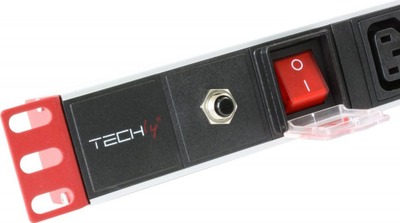 Prizë PDU rafti Techly I-CASE STRIP-813T, 19" 1U, 8x C13, e zezë argjend