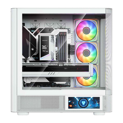 Kullë gaming Modecom Volcano AQ400 ARGB, MIDI Tower, ekran LCD, e bardhë