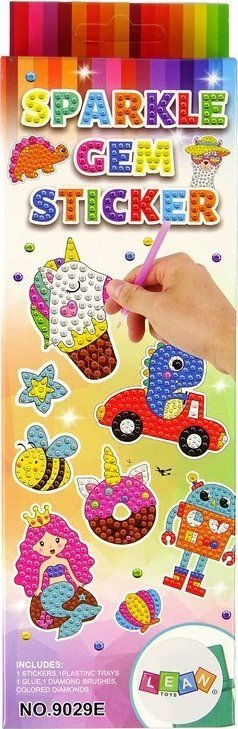 Set sticker diamant LeanToys Animals Garden Rainbow Mosaic, mozaik dekorativ, për fëmijë