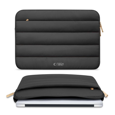 Çantë laptopi Tech-Protect Fluffy, 15-16\", me xhep përpara, e zezë