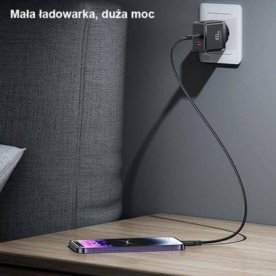 Karikues muri USAMS T54 GaN, 40W, 2x USB C PD, i zi