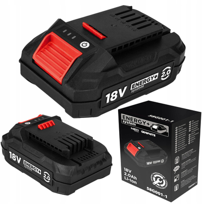 Set baterish dhe karikuesi Graphite Energy+, 18V Li-Ion, 2.0Ah
