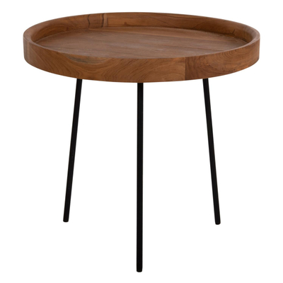 Set tavolina anësore 3-pjesësh mindi wood-metal Φ60×55.5 cm (HM9799), zezë