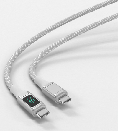Kabllo USB‑C 4smarts 458163, 1.5 m, me ekran LED, e bardhë