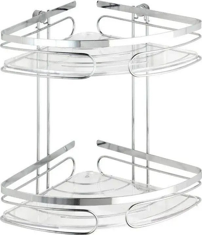 Raft këndor banjoje Wenko Bath Organization, 2 kate, çelik inox, ngjyrë argjendi