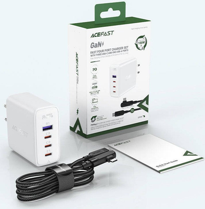 Karikues muri Acefast A37, 100W PD GaN, 4x USB, i bardhë