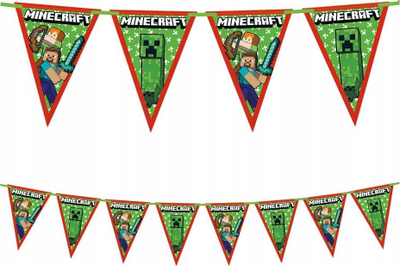Girlandë zbukuruese Minecraft, 8 flamurë, karton, 2.3m