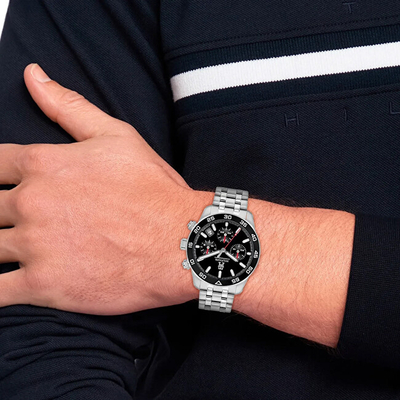 Orë dore për burra Tommy Hilfiger TH85 Chronograph 1792157, e argjendtë