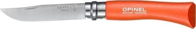 Thikë xhepi Opinel No. 07 Colorama, çelik inoks Sandvik 12C27, dorezë dru ahu, portokalli