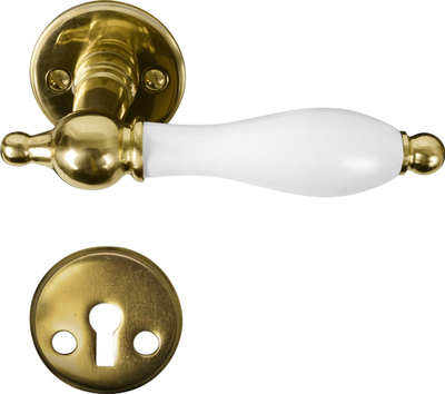 Dorezë dere Home>it Brass, për derë 30–45mm, dorezë druri e bardhë