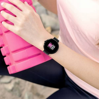 Ora e zgjuar X-WATCH SIONA COLOUR FIT 54060, ekran TFT me ngjyra, Bluetooth për Android dhe iOS, e zezë