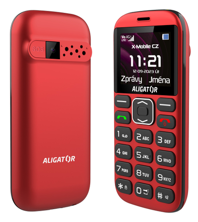 Telefoni Aligator A720 4G, VoLTE, me karikues tavoline, i kuq e zi