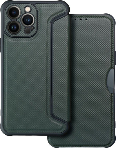 Këllëf librë Razor për iPhone 13 Pro Max, mbyllje me magnet, xhep për kartë, jeshile e errët