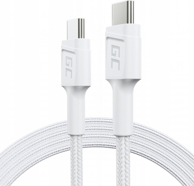 Kабел за полнење GC PowerStream USB C во USB C, 1.2m, 60W Power Delivery, бел најлон