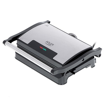 Grill elektrik Adler AD 3052, pllaka me veshje teflon, vrimë kullimi yndyre, i zi