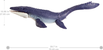 Figurinë dinosaur Jurassic World Mosasaurus Ocean Protector, me artikulime, 75 cm, blu
