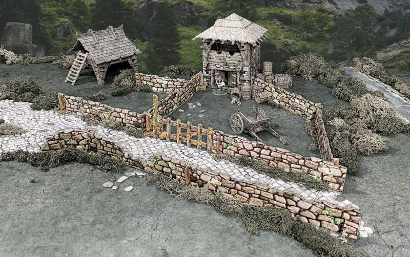 Terren loje Battle Systems Stone Walls, mure guri 28–35mm, skenografi fantazi
