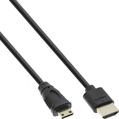Kabllo HDMI Mini InLine 17555C, 0.5m, video 4K, e zezë