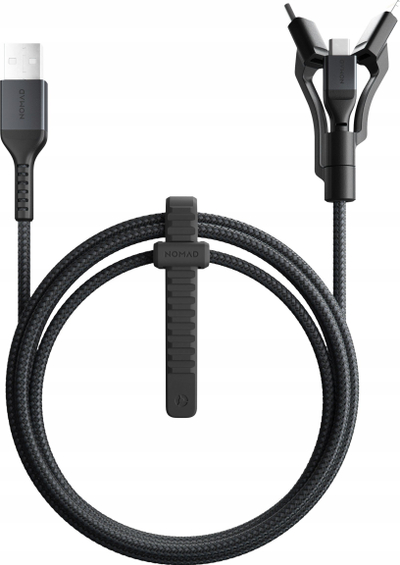 Kabllo karikimi Nomad Universal Cable V2, 1.5m, USB A në Lightning USB C Micro USB, e zezë