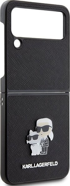 Mbulesë telefoni Karl Lagerfeld Saffiano Karl &amp; Choupette, për Samsung Galaxy Z Flip4, lëkurë ekologjike, e zezë