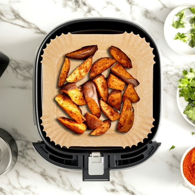 Letra mbrojtëse për Air Fryer Vilde, katrore 19x19 cm, 100 copë, ngjyrë kafe natyrale