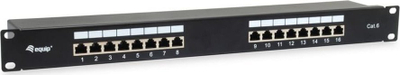 Patch panel Equip 16 porta, Cat.6, i mbrojtur, i zi