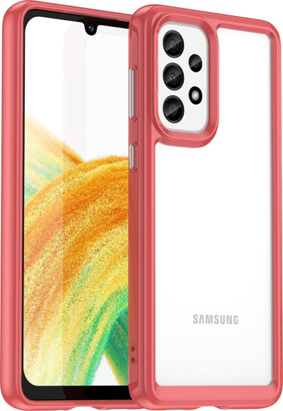 Mbrojtëse telefoni Outer Space për Samsung A33 5G, hibride TPU PC, e tejdukshme, rozë