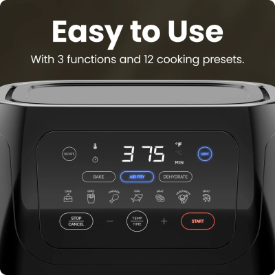 Fritezë Chefman Air Fryer Oven+ Rotisserie & Dehydrator, 9.46L, e zezë