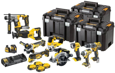 Set veglash pa kabllo Dewalt DCK1012P4T, 18V, 4x 5.0Ah, i verdhë