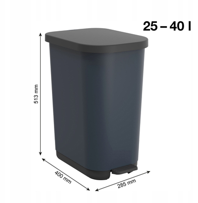 Kosh plehrash me pedale Rotho RIBO, 35L, plastikë, gri