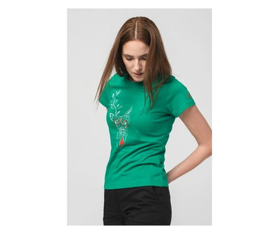 Bluzë femrash PEGAS Ladies T Shirt Family Of Deer, XS, jeshile