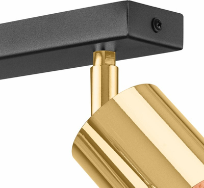 Luster tavani Aurora LM 3.151, 3 spotë, metal dhe dru, e artë