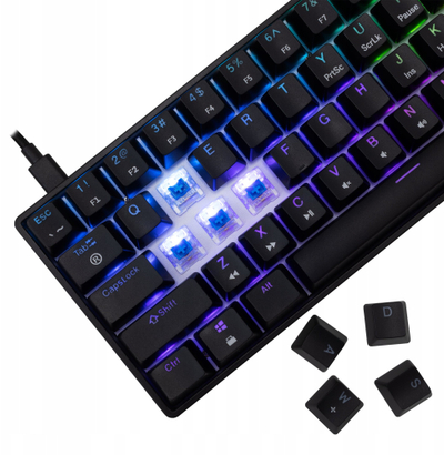 Tastierë gaming White Shark SHINOBI 2, switche mekanike blue, ndriçim i pasëm, e zezë, layout US