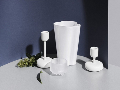 Mbajtëse qiriri Iittala Nappula, 7", çelik inox, e bardhë