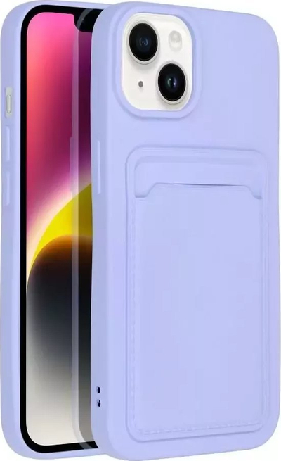 Футрола за телефон Card Case за iPhone 14, со џеб за картички, флексибилна, виолетова