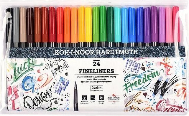 Set stilolapsa fineliner Koh-I-Noor, 24 ngjyra, majë 0.3 mm, shumëngjyrëshe