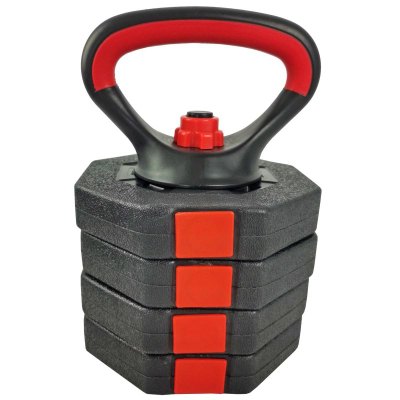 Kettlebell Eb Fit Composite, 10 kg, peshë e rregullueshme, e zezë me të kuqe