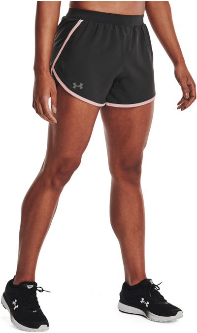 Кратки панталони за трчање Under Armour Fly By 2.0, за жени, црни со светло розова