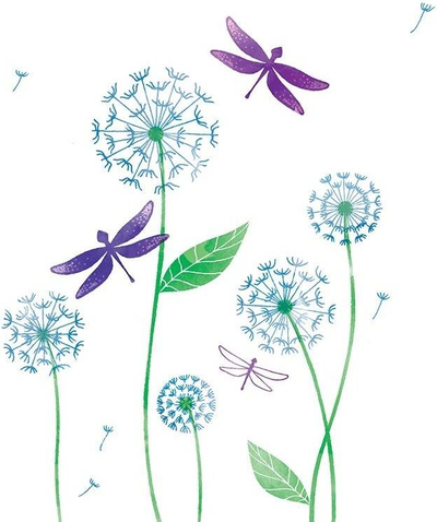 Kartolinë Swarovski Card Square CL2612, me kristal, dizajn Dandelions and Dragonflies