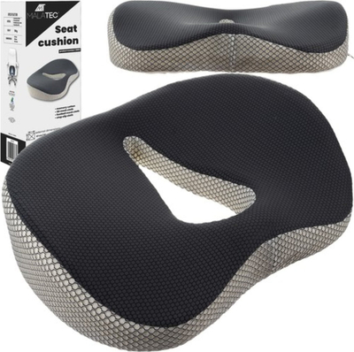 Jastëk ortopedik për ulse Malatec, memory foam, me bazë kundër rrëshqitjes, gri