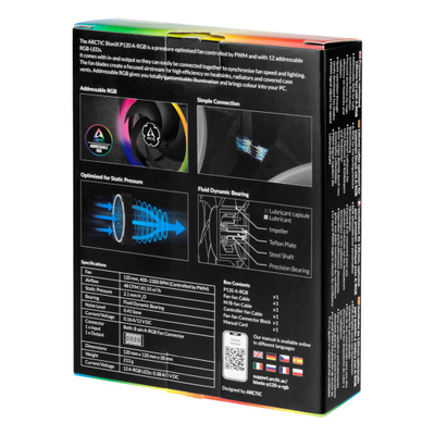 Ventilator Arctic Cooling BioniX P120, 120mm, ARGB, i zi
